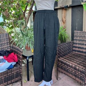 Black and white stripped trousers